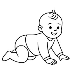 Fototapeta premium Outline illustration of a baby crawling