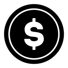 Obraz premium Black and white illustration of a coin with a dollar sign in the center.
