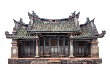 Fototapeta premium Traditional East Asian Memorial Building Model on Transparent Background