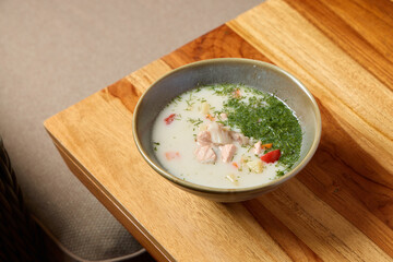 A Delicious and Creamy Soup Made with Fresh, Flavorful Ingredients and Tasty Toppings