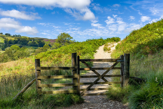 Sunny summer day on a countryside footpath in the English Lake District, UK