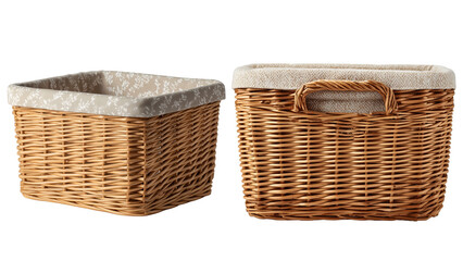 Obraz premium Woven Storage Baskets with Interior Linings on Transparent Background
