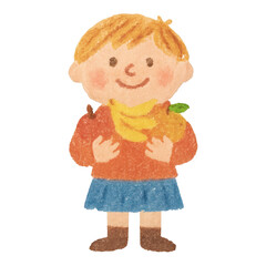 PNG Child holding autumn harvest.