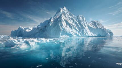View of melting ice on iceberg in the sea with great view