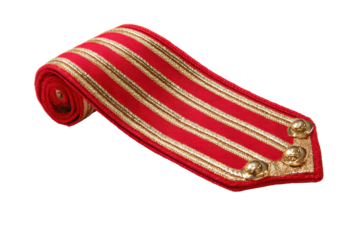 Red and Gold Military Band Sash on Transparent Background
