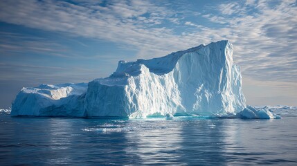 View of melting ice on iceberg in the sea with great view