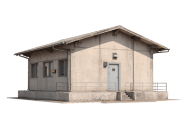 Concrete Military Guardhouse Isolated on Transparent Background