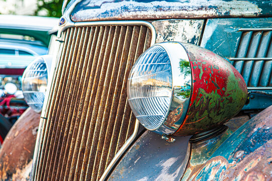 Ancient vintage truck covered in rust