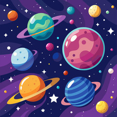 seamless pattern with planets and stars