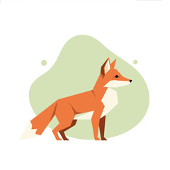 Fototapeta premium Modern geometric illustration of a red fox. Polygonal style wild animal standing in profile on a simple background.