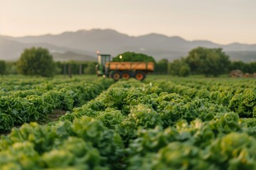 Fototapeta premium Healthy lettuce plants in perfect rows high resolution picture