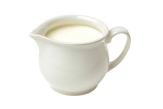White Ceramic Milk Jug on Transparent Background