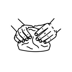 Fototapeta premium Hands Kneading Dough in a Culinary Illustration 