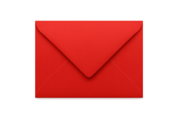 Red closed envelope on transparent background