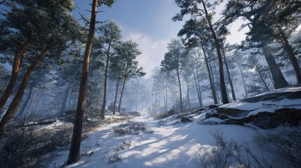 Snowy Winter Forest Path