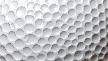 Close-up view of a textured, white surface with numerous shallow, circular depressions.