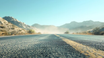 Fototapeta premium Exploring scenic road trip destinations: a journey through mountains and asphalt highway landscapes