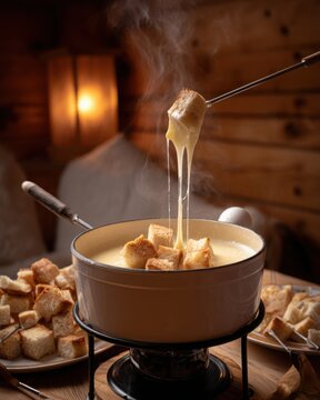 Warm and Delicious Cheese Fondue with Bread for Cozy Gatherings