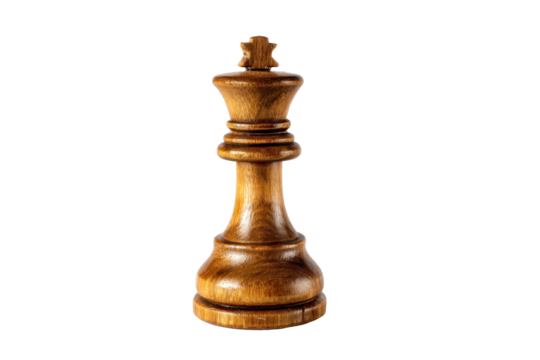 Wooden King Chess Piece on Transparent Background