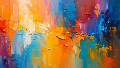 Fototapeta premium Vibrant abstract artwork, showcasing a dynamic interplay of bold colors and textured brushstrokes.