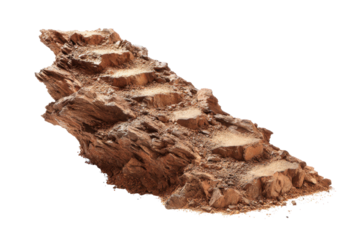 Rocky Stepped Mining Trail Segment on Transparent Background