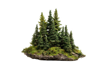 Floating Pine and Fir Forest Island Cutout
