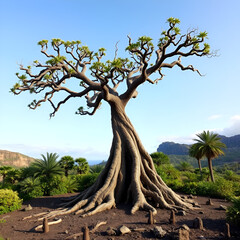 Millenary dragon tree on the island of Tenerife