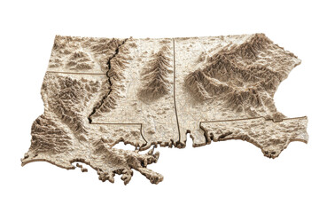 Mississippi 3D Relief Map on Transparent Background