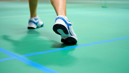 Athlete's Footwork Captured in a Badminton Match.