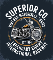 This striking image showcases a vintage motorcycle from the Superior Co. series, highlighting its classic design and craftsmanship, conveying a sense of nostalgia and freedom on the road.