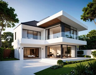 Design mockup in white and color of luxury house 