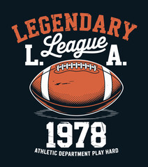 This design displays a beautifully crafted football illustration alongside the words 'Legendary League L.A. 1978', establishing a classic and sporty aesthetic that's engaging.