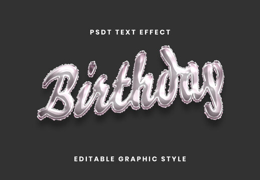 Silver Balloon Font Birthday Script Inflated Text Effect