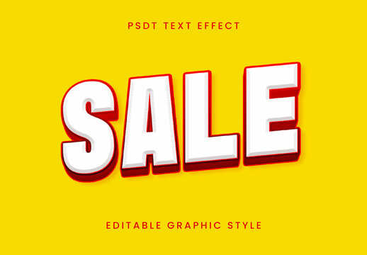 Red And White Bold Sale Font 3D Offer Text Effect