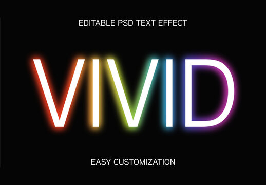Colorful Rainbow Neon Font Vivid Gradient Light Text Effect