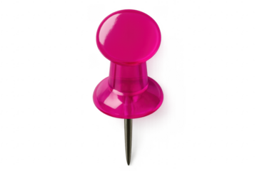 Pink push pin on transparent background