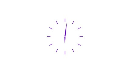 Twelve hours clock run, moving time arrows, 12 hours clock dial loop, twenty-four hours time lapse animation, Clock spinning, watch animation on transparent background with alpha channel.