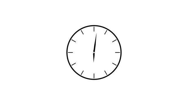 Twelve hours clock run, moving time arrows, 12 hours clock dial loop, twenty-four hours time lapse animation, Clock spinning, watch animation on transparent background with alpha channel.