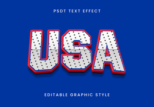 White And Red Usa Font America 3D Text Effect