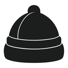 Black Silhouette Beanie Vector on White Background