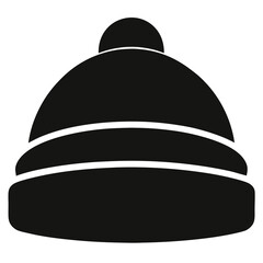 Black Silhouette Beanie Vector on White Background