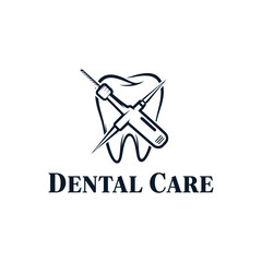 A modern logo design featuring a tooth and dental tools.