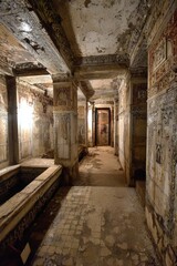 Fototapeta premium Ancient Egyptian Tomb Corridor With Intricate Murals