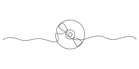 Continuous one line drawing of CD player. Vector illustration © MD