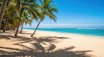 Obraz premium Tropical beach scene with palm trees (24)