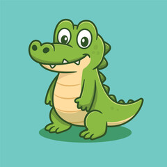 cute cartoon a crocodile standing. adorable cartoon flat design