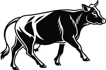 Simple flat vector icon of a cow in side profile