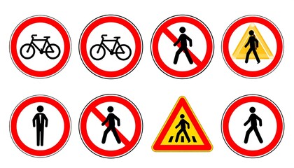 Traffic signs for pedestrians and cyclists