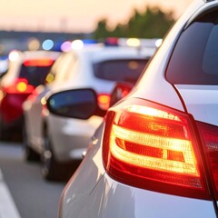 Traffic stop at sunset