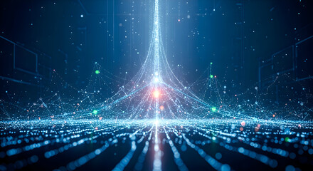 Abstract Technology Background with Data Stream Connection